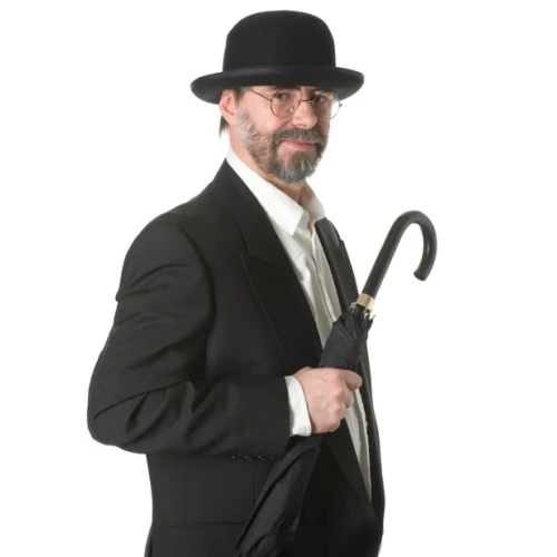 Siyah Renk Yetişkin Boy Retro Bowler Derby Şapkası 58 cm - Resim 3