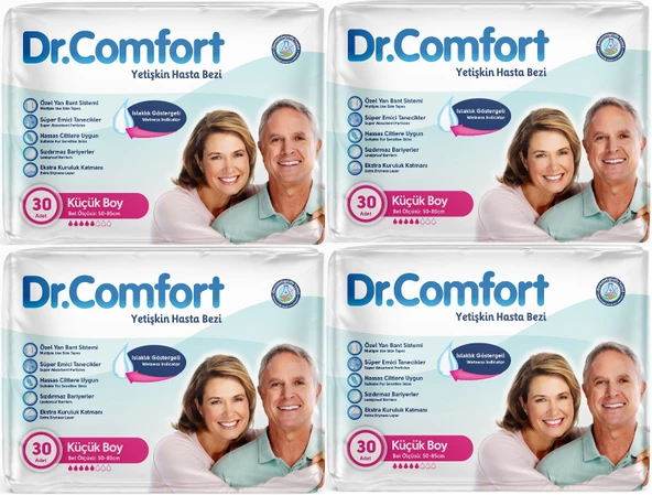 Dr.Comfort Yetişkin Hasta Bezi Bel Bantlı Tekstil Yüzeyli  M - Orta - Medium 120 Adet (4PK*30)