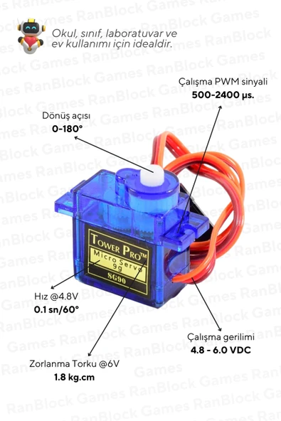 10'lu Paket SG90 Servo Motor - Okul ve Sınıflar için MEB Uyumlu - 2