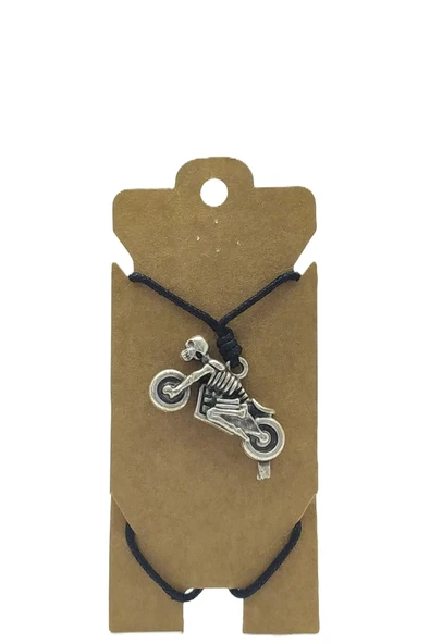 UNİSEX KOTON İP ASKILI VE GÜMÜŞ ANTİK KAPLAMALI TRİBAL KOLYE ürün görseli 1