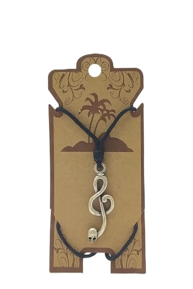 UNİSEX KOTON İP ASKILI VE GÜMÜŞ ANTİK KAPLAMALI TRİBAL KOLYE ürün görseli 1