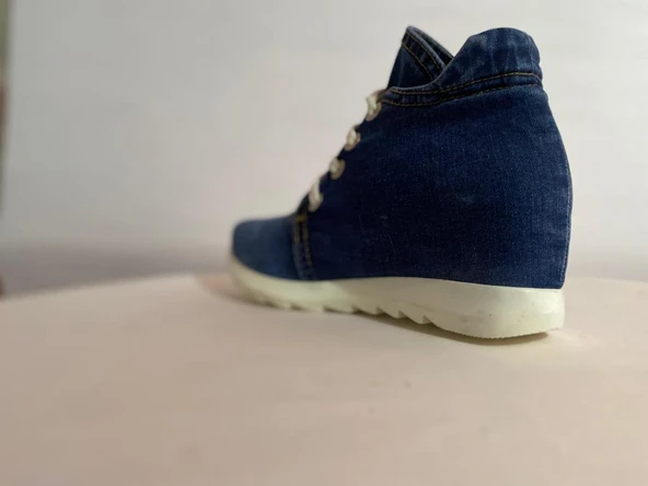 Kadın Gizli Topuklu Özel Tasarım Kot Jeans Günlük Ayakkabı - 6