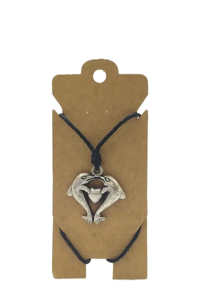 UNİSEX KOTON İP ASKILI VE GÜMÜŞ ANTİK KAPLAMALI TRİBAL KOLYE ürün görseli 1