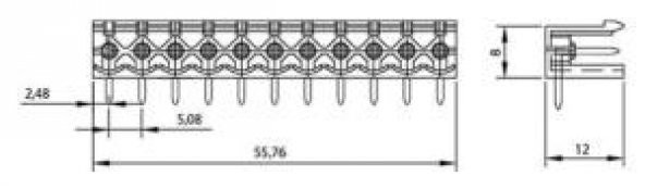 0/11 MR  5,08mm ERKEK 90 AÇIK 11Lİ MAVİ SOKET Klemens SBDK 5,08-E1A/11 10311 MR