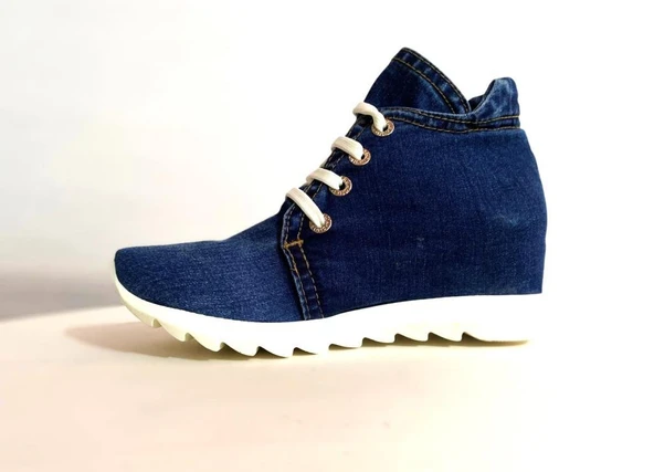 Kadın Gizli Topuklu Özel Tasarım Kot Jeans Günlük Ayakkabı - 2