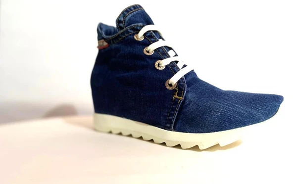 Kadın Gizli Topuklu Özel Tasarım Kot Jeans Günlük Ayakkabı - 3