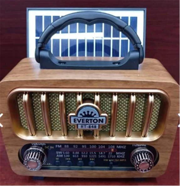 Everton Güneş Enerjili Panelli Bluetooth Fm-usb-Tf Card-Aux Nostaljik Radyo