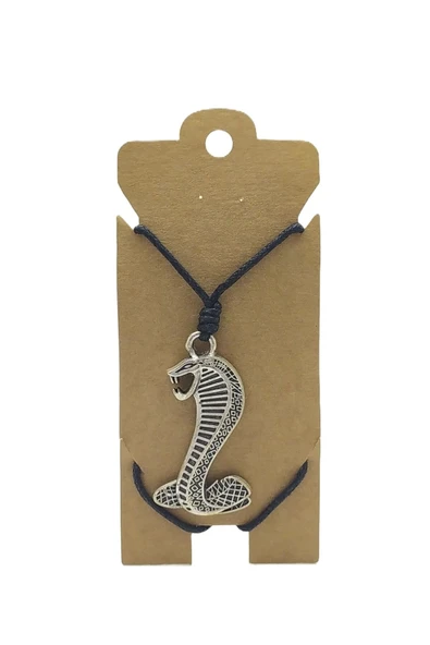 UNİSEX KOTON İP ASKILI VE GÜMÜŞ ANTİK KAPLAMALI TRİBAL KOLYE