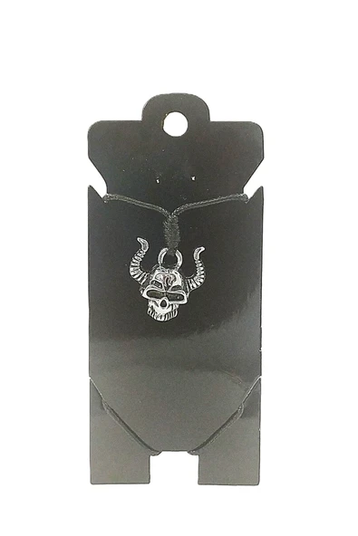 UNİSEX KORE İP ASKILI VE KROM ÇELİK KAPLAMALI TRİBAL KOLYE ürün görseli 1