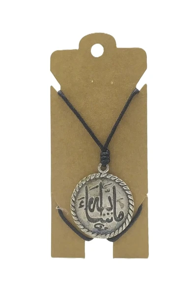 UNİSEX KOTON İP ASKILI VE GÜMÜŞ ANTİK KAPLAMALI TRİBAL KOLYE ürün görseli 1