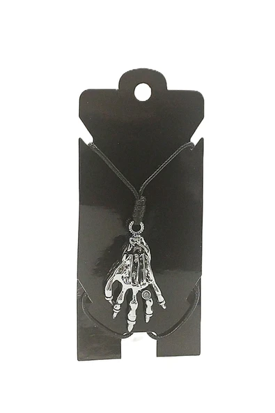 UNİSEX KORE İP ASKILI VE KROM ÇELİK KAPLAMALI TRİBAL KOLYE ürün görseli 1