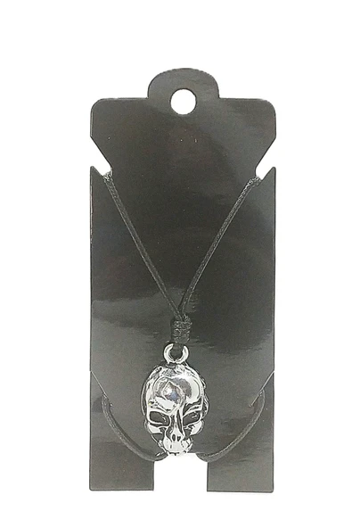 UNİSEX KORE İP ASKILI VE KROM ÇELİK KAPLAMALI TRİBAL KOLYE ürün görseli 1