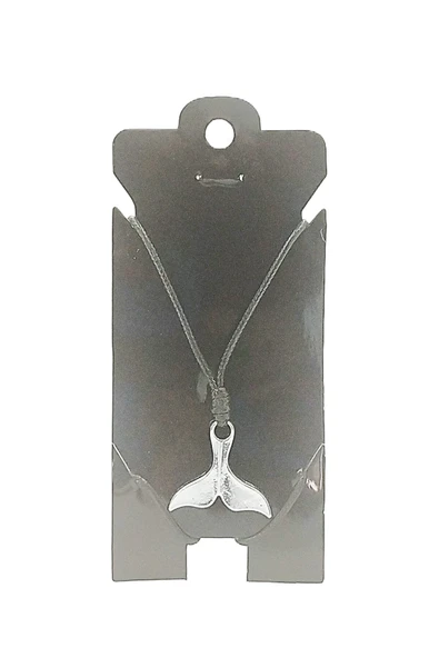 UNİSEX KORE İP ASKILI VE KROM ÇELİK KAPLAMALI TRİBAL KOLYE