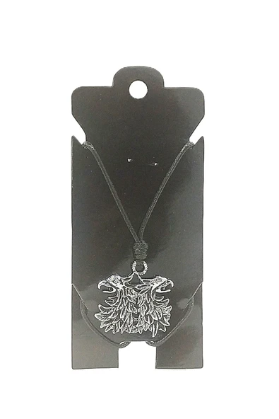 UNİSEX KORE İP ASKILI VE KROM ÇELİK KAPLAMALI TRİBAL KOLYE ürün görseli 1