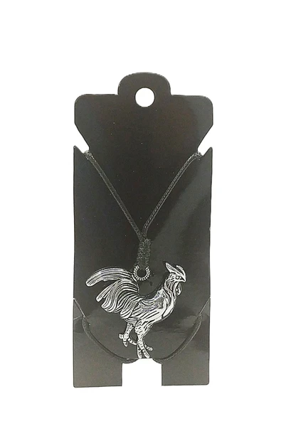 UNİSEX KORE İP ASKILI VE KROM ÇELİK KAPLAMALI TRİBAL KOLYE