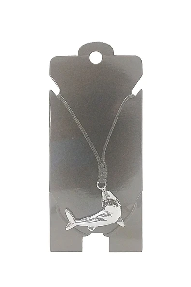 UNİSEX KORE İP ASKILI VE KROM ÇELİK KAPLAMALI TRİBAL KOLYE ürün görseli 1