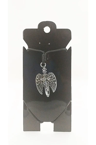 UNİSEX KORE İP ASKILI VE KROM ÇELİK KAPLAMALI TRİBAL KOLYE