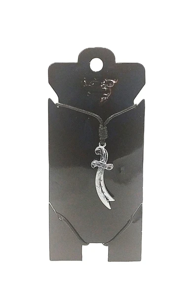 UNİSEX KORE İP ASKILI VE KROM ÇELİK KAPLAMALI TRİBAL KOLYE ürün görseli 1