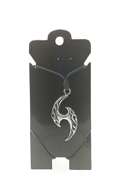 UNİSEX KORE İP ASKILI VE KROM ÇELİK KAPLAMALI TRİBAL KOLYE ürün görseli 1