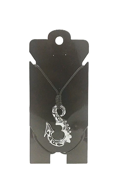 UNİSEX KORE İP ASKILI VE KROM ÇELİK KAPLAMALI TRİBAL KOLYE