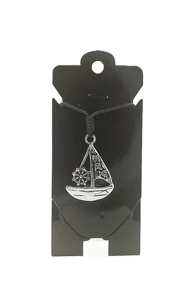 UNİSEX KORE İP ASKILI VE KROM ÇELİK KAPLAMALI TRİBAL KOLYE