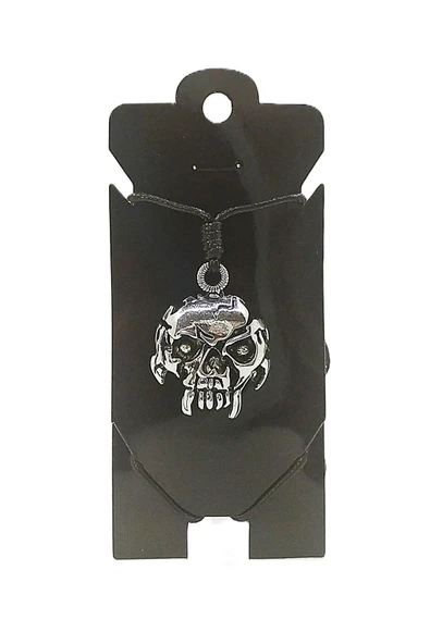 UNİSEX KORE İP ASKILI VE KROM ÇELİK KAPLAMALI TRİBAL KOLYE ürün görseli 1