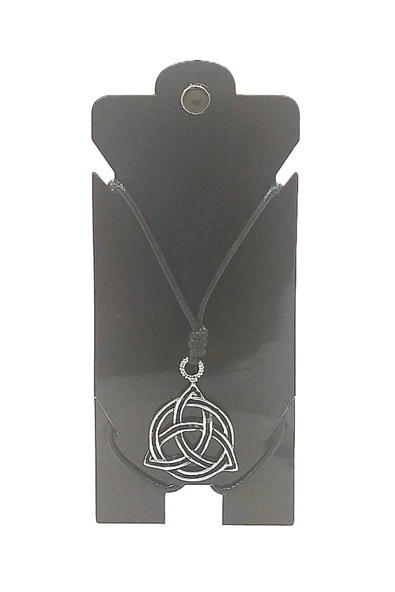 UNİSEX KORE İP ASKILI VE KROM ÇELİK KAPLAMALI TRİBAL KOLYE