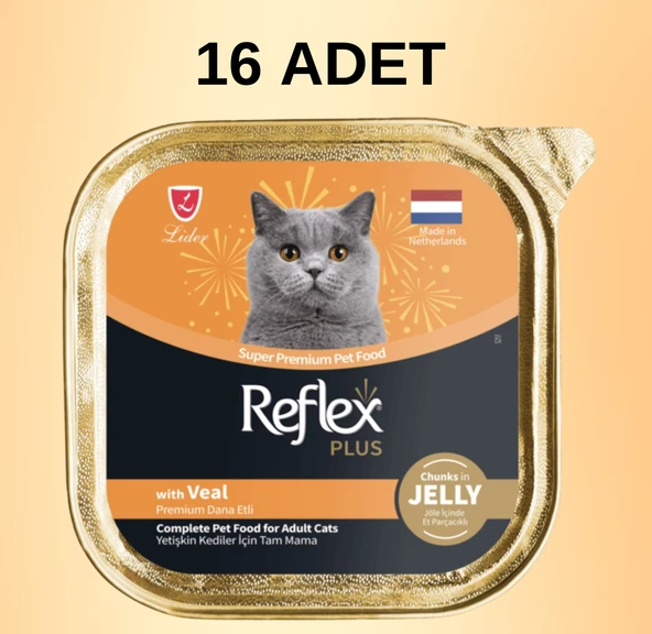 Reflex Plus Dana Etli Yetişkin Kedi Yaş Maması 85 gram (16 Adet)