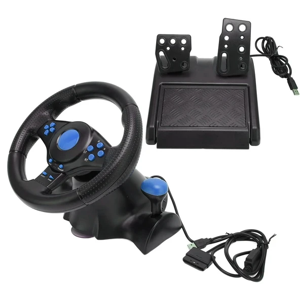 Titreşimli 4in1 PC/XBOX360/PS3/PS2 USB Oyuncu Bilgisayar Oyun Direksiyon Seti Tak/çalıştır - Resim 4