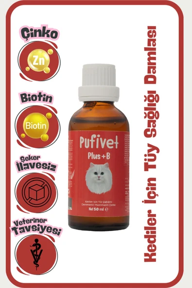 PufiVet Kedi Tüy Sağlığı Damlası Plus B |Kediler İçin Tüy Dökümünü Azaltır - 2