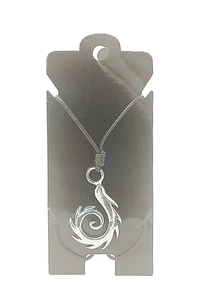 UNİSEX KORE İP ASKILI VE KROM ÇELİK KAPLAMALI TRİBAL KOLYE ürün görseli 1