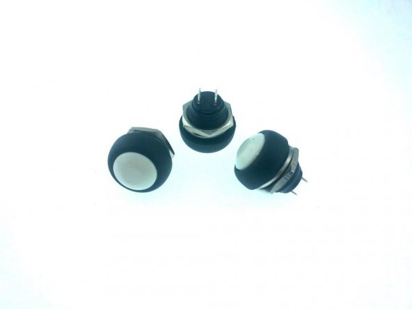 BUTON YUVARLAK  ( PBS33B )  Plastik 12mm BEYAZ  RS101-8  IC-184