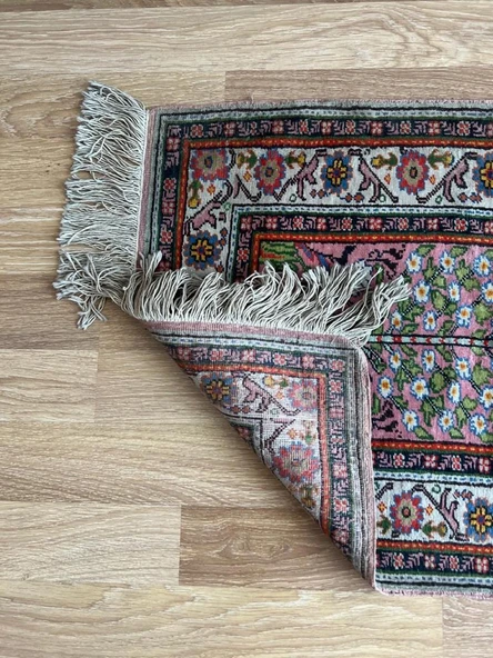 62x93 cm Küçük Şık Halı, Eşsiz Desenli Anadolu Kilimi, Çiçek Desenli El Dokuma Yün Halı, Salon ve Ofis için Özel Halı - 10