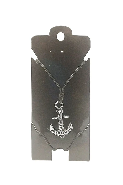 UNİSEX KORE İP ASKILI VE KROM ÇELİK KAPLAMALI TRİBAL KOLYE ürün görseli 1