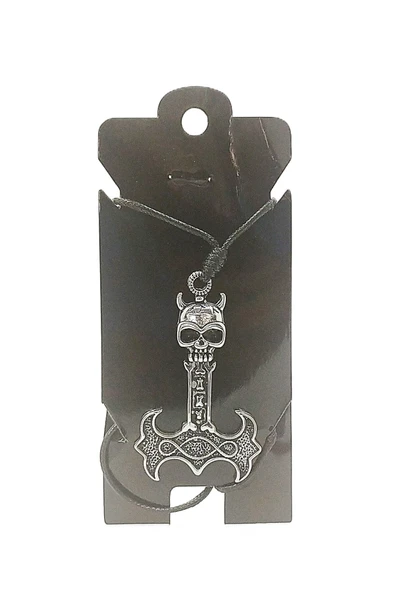 UNİSEX KORE İP ASKILI VE KROM ÇELİK KAPLAMALI TRİBAL KOLYE ürün görseli 1