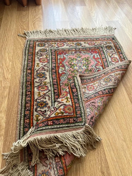 62x93 cm Küçük Şık Halı, Eşsiz Desenli Anadolu Kilimi, Çiçek Desenli El Dokuma Yün Halı, Salon ve Ofis için Özel Halı - 9