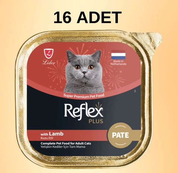 Reflex Plus Kuzu Etli Yetişkin Kedi Yaş Maması 85 gram (16 Adet)