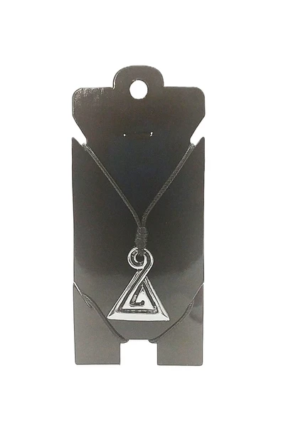 UNİSEX KORE İP ASKILI VE KROM ÇELİK KAPLAMALI TRİBAL KOLYE ürün görseli 1