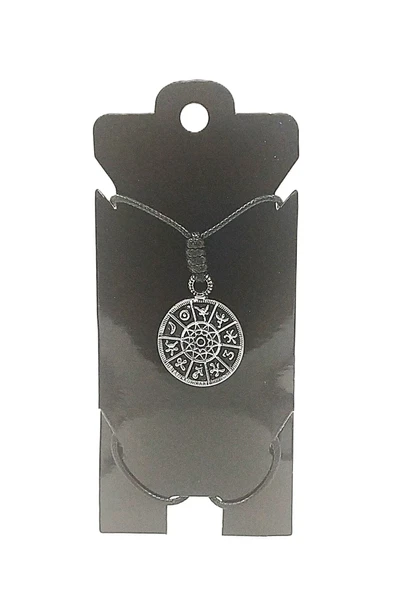 UNİSEX KORE İP ASKILI VE KROM ÇELİK KAPLAMALI TRİBAL KOLYE ürün görseli 1