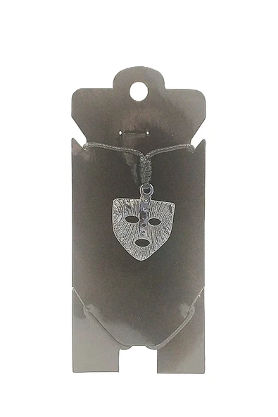 UNİSEX KORE İP ASKILI VE KROM ÇELİK KAPLAMALI TRİBAL KOLYE