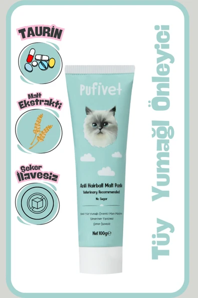 PufiVet Tüy Dökülme Engelleyici Kedi Maltı|Kediler İçin Tüy Yumağı Önleyici ve Karşıtı|Sindirim Destekleyici - 2