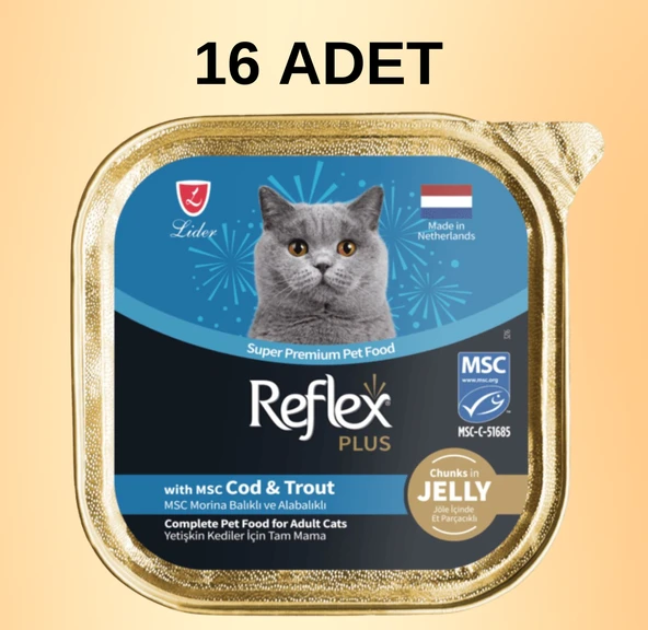 Reflex Plus Morina Balıklı Yetişkin Kedi Yaş Maması 85 gram (16 Adet)