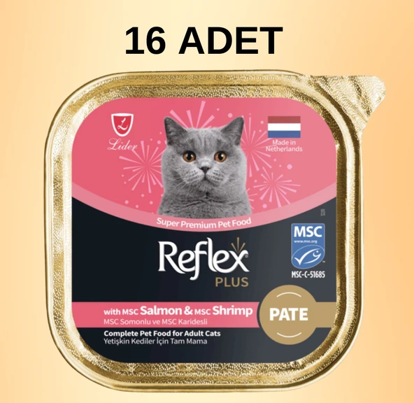 Reflex Plus Somon ve Karidesli Yetişkin Kedi Yaş Maması 85 gram (16 Adet)