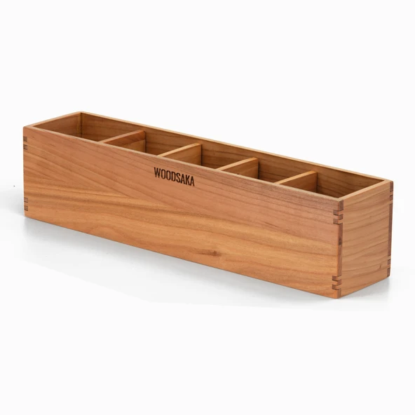 Woodsaka Reka 5 Bölümlü Ayarlanabilir Kalemlik Organizer - Kiraz - 8
