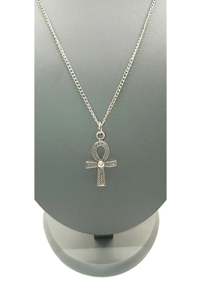 UNİSEX GÜMÜŞ KAPLAMALI ZİNCİR KOLYE ürün görseli 1