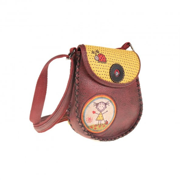 BORDO ÇÖP KIZ TASARIM ÖRGÜLÜ ÇAPRAZ ÇANTA - 2