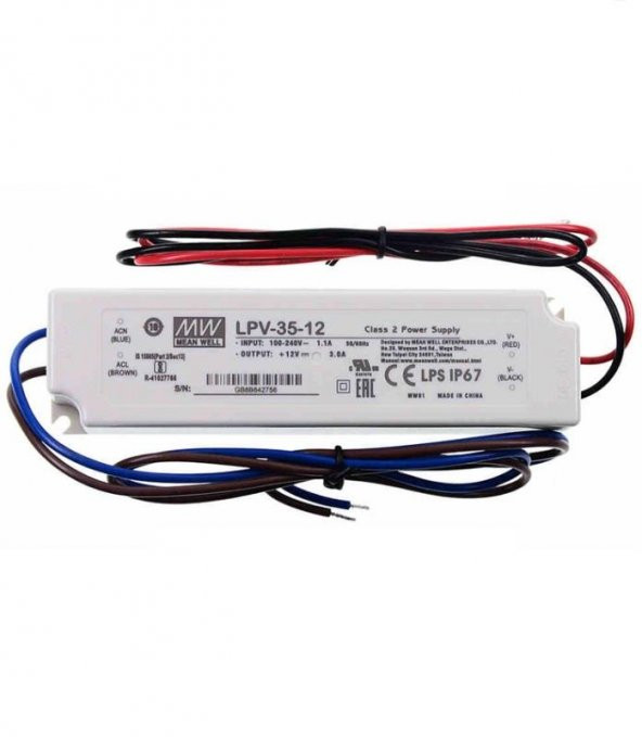 Meanwell Lpv-35-12 35w 12v 3a Sabit Voltaj Led Driver İp67