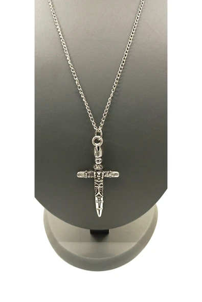 UNİSEX GÜMÜŞ KAPLAMALI ZİNCİR KOLYE ürün görseli 1