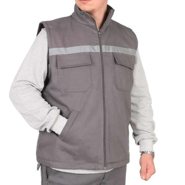 GABARDİN GRİ YELEK - 3