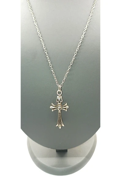 UNİSEX GÜMÜŞ KAPLAMALI ZİNCİR KOLYE ürün görseli 1